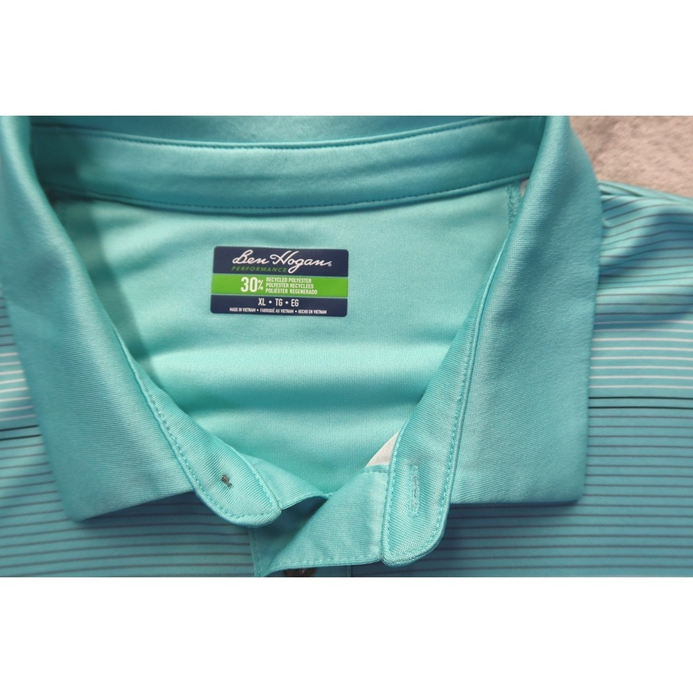 Ben Hogan Golf Polo Shirt Size XL Green Striped Breathable Golf‎ - Picture 4 of 7